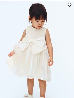 H&M Cream Bow Tulle Party Dress for Girls